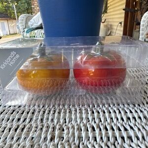 Kirkland's Tomato Salt and Pepper shaker Decor Set yellow and red